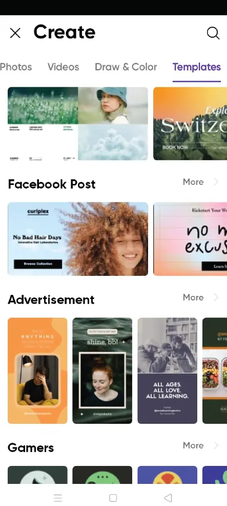 PicsArt for iOS Download ( latest version 29.1.0) MOD APK File 9 Screen short of picsart Templates On ios
