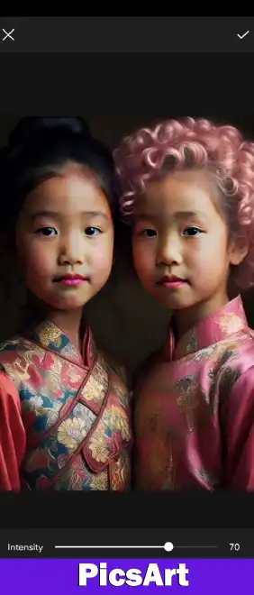 Download PicsArt MOD APK v29.9.6 (Premium and Gold Unlocked) 9 Screenshots of two kids apply picsart most papular tool hdr portrait