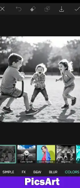 Download PicsArt MOD APK v29.9.6 (Premium and Gold Unlocked) 5 Three kid playing imge screenshots aad effect in picsart