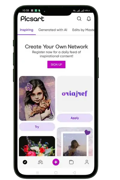 Picsart user interface image